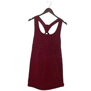 American Eagle Corduroy Button Side Pinafore Dress Burgundy Red Size SP